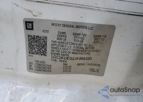 2018 Chevrolet Silverado K2500 Heavy Duty from USA, damaged, VIN 1GC1KUEG2JF206320